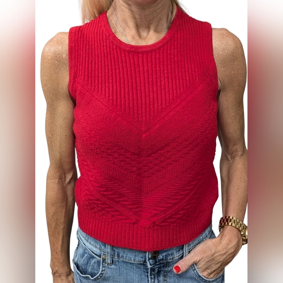 Vintage St. John Sport by Marie Gray Red Sleeveless Knit Sweater Vest M - Picture 11 of 12